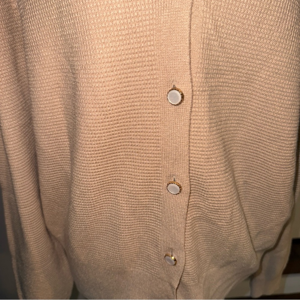 Sioni Women Cardigan Sweater Women Sz XL Beige‎ Pearl Buttons New NWT - Picture 10 of 12
